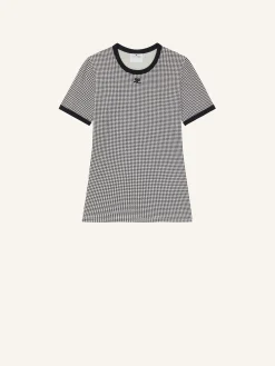 T-SHIRT CONTRASTE PIED-DE-POULE